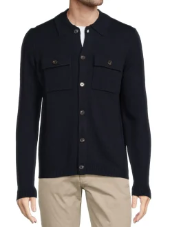 Amicale Cashmere|Cashmere Blend Collared Cardigan