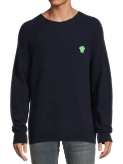 Versace Cashmere|Cashmere Blend Crewneck Sweater Navy