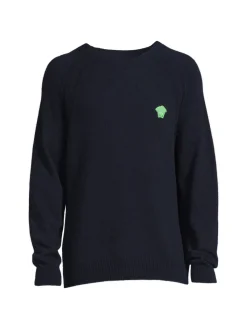 Versace Cashmere|Cashmere Blend Crewneck Sweater Navy