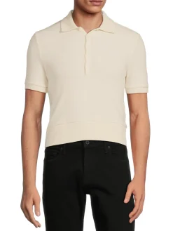 Thom Browne Cashmere|Cashmere Cropped Polo Sweater Cream White