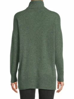 Women Saks Fifth Avenue Cashmere High Low Turtleneck Sweater