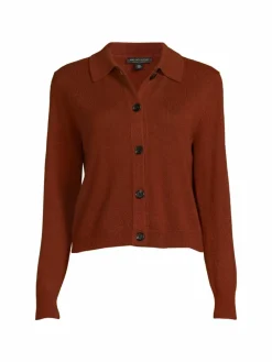 Women Saks Fifth Avenue Cashmere Polo Cardigan