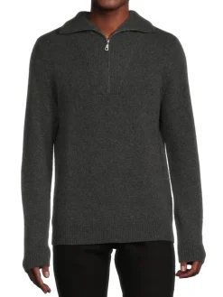 Saks Fifth Avenue Sweaters|Cashmere Quarter Zip Foldover Sweater