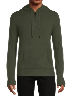 Saks Fifth Avenue Sweatshirts & Hoodies|Cashmere Quarter Zip Pullover Hoodie