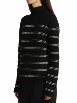 Women Vince Cashmere Striped Turtleneck Sweater