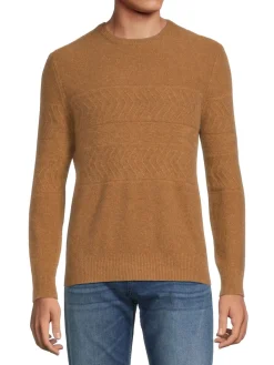 Saks Fifth Avenue Sweaters|Cashmere Textured Crewneck Sweater Pecan