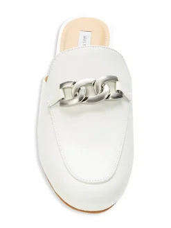 Saks Fifth Avenue Chain Trim Leather Mules