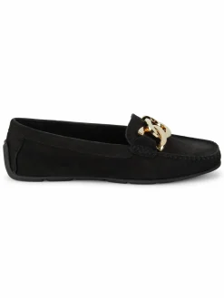 Saks Fifth Avenue Chain Trim Suede Driving Loafers