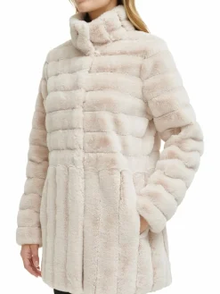 Women Kenneth Cole Channel Quilted Faux Fur Coat
