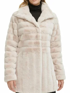 Women Kenneth Cole Channel Quilted Faux Fur Coat