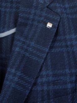 BOSS Blazers & Sportcoats|C-Hanry-224 Slim Fit Plaid Virgin Wool Blend Sportcoat Navy