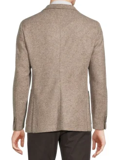 BOSS Blazers & Sportcoats|C-Hanry-J-224 Slim Fit Textured Virgin Wool Blend Sportcoat Beige