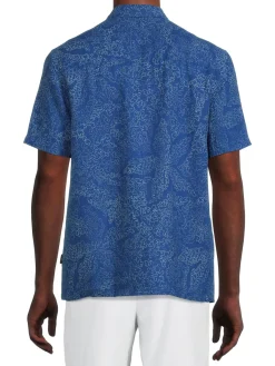 Ted Baker Linen|Chaplin Coral Print Linen Shirt Blue
