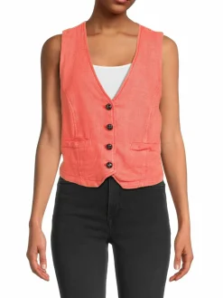 Women Free People Charley Linen Blend Vest