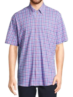 TailorByrd Casual Button-Down Shirts|Check Short Sleeve Shirt Peri Blue