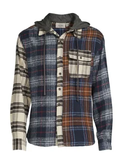 HEDGE Casual Button-Down Shirts|Checked Hooded Shirt Multi