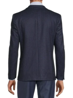 Soul of London Blazers & Sportcoats|Checked Single Breasted Blazer Royal Blue
