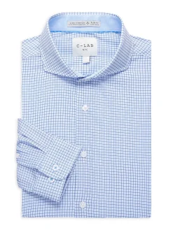 C-LAB NYC Dress Shirts|Checked Slim Fit Dress Shirt Light Blue