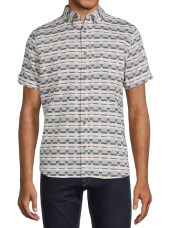 Ben Sherman Linen|Checked Twill Linen Blend Button Down Shirt