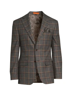 Tallia Blazers & Sportcoats|Checked Wool Blend Blazer Grey Tan