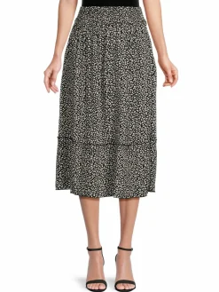 Women Bobeau Cheetah Print Midi Skirt