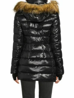 Women S13 Chelsea Faux Fur Glossy Puffer Jacket