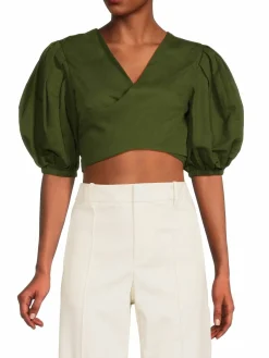 Women Rhode Cheryl Linen Blend Crop Top