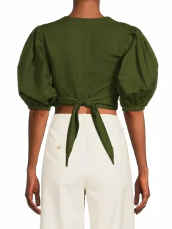 Women Rhode Cheryl Linen Blend Crop Top