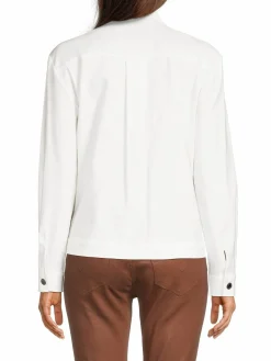 Women Piazza Sempione Chest Pocket Linen Blend Shirt Jacket