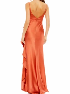 Women Mac Duggal Chiffon Ruffle Tiered Halter Gown