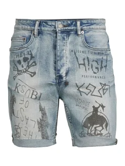 Ksubi Shorts|Chopper High Rise Print Slim Fit Shorts Denim
