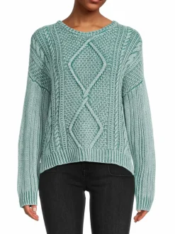 Women Vintage Havana Chunky Cable Knit Sweater