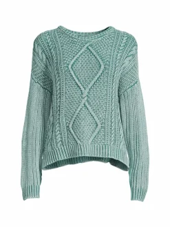 Women Vintage Havana Chunky Cable Knit Sweater