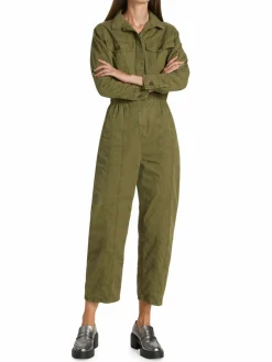 Women Frame Cinched Twill Jumpsuit