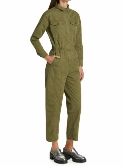 Women Frame Cinched Twill Jumpsuit