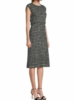 Women Donna Karan City Mist Tweed Midi Dress