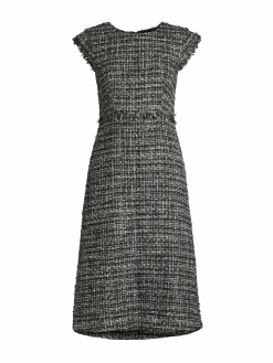 Women Donna Karan City Mist Tweed Midi Dress