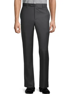 Saks Fifth Avenue Tuxedos & Formal Wear|Classic Fit Buttoned Wool Dress Pants Charcoal