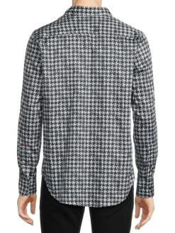 Robert Graham Casual Button-Down Shirts|Classic Fit Houndstooth Button Down Shirt Black White