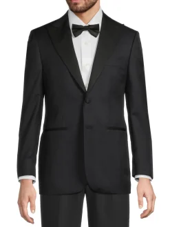 Saks Fifth Avenue Blazers & Sportcoats|Classic Fit Notch Lapel Wool Blazer Navy
