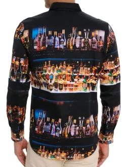 Robert Graham Casual Button-Down Shirts|Classic Fit Whiskey Print Button Down Shirt Black