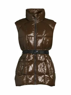 Women DKNY Coated Belted Puffer Vest