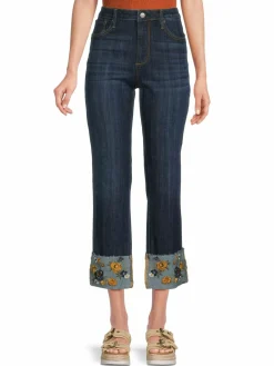Women Driftwood Colette Floral Cuff Straight Jeans