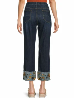Women Driftwood Colette Floral Cuff Straight Jeans