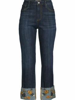 Women Driftwood Colette Floral Cuff Straight Jeans