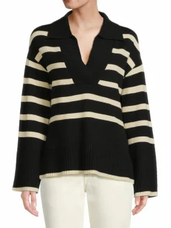 Women Ellen Tracy Collared Stripe Sweater