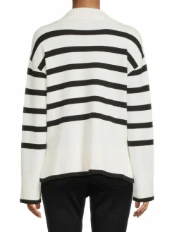 Women Ellen Tracy Collared Stripe Sweater