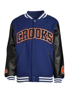 Crooks & Castles Coats & Jackets|Collegiate Logo Varsity Jacket Navy