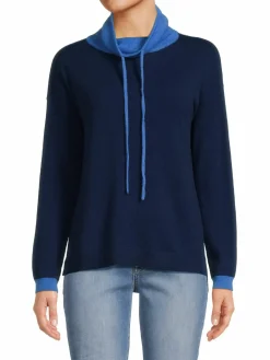 Women Amicale Colorblock Cashmere Hooded Sweater