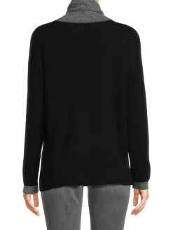 Women Amicale Colorblock Cashmere Hooded Sweater